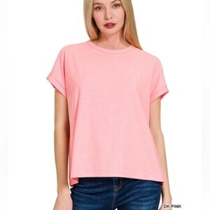 Zenana Outfitters Women's Dark Pink Short Sleeve Tee